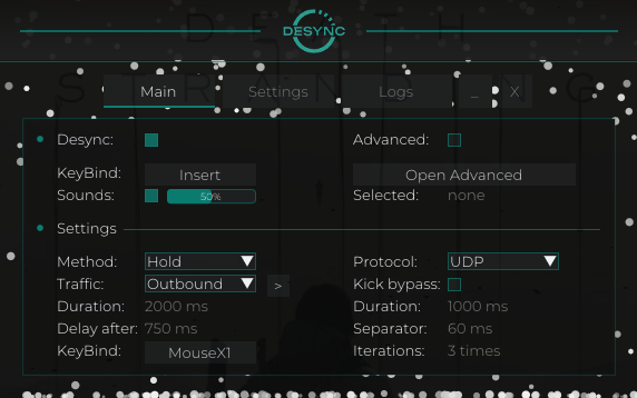 Скриншот чита Desync lag switch